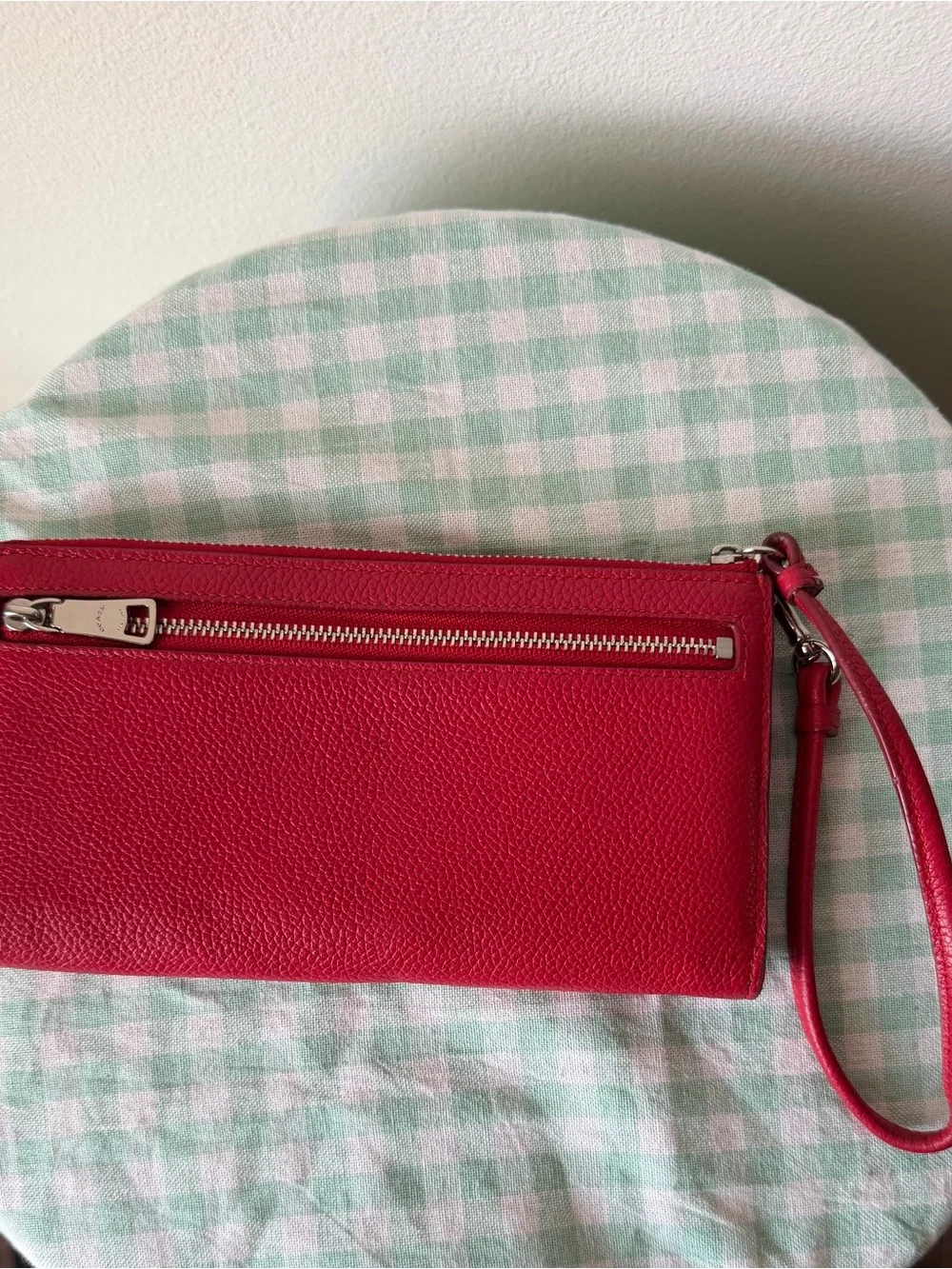 Coach Red Leather Corner Zip Wristlet